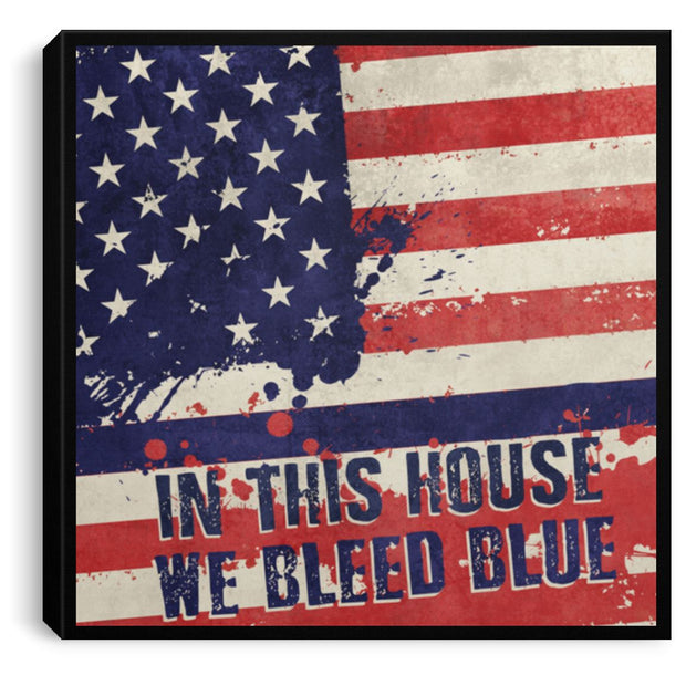 We Bleed Blue Canvas Housewares CustomCat Black 8" x 8" 