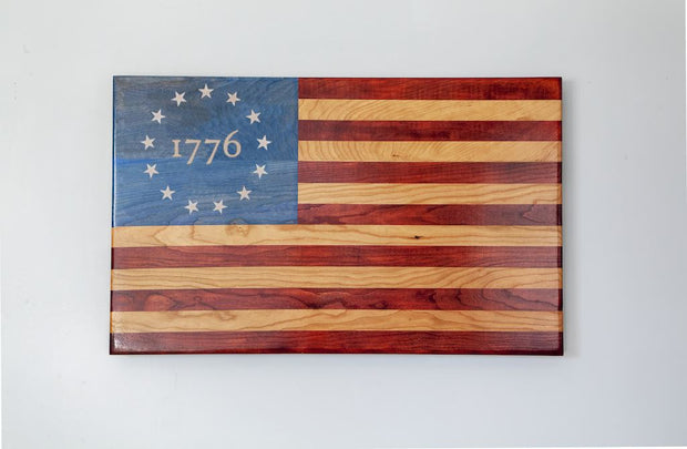 Engraved Betsy Ross Flag Wooden American Flag American Grains, LLC 1776 