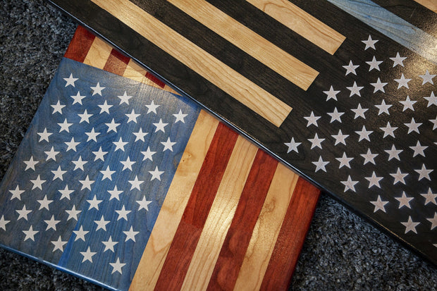 American Flag Laser Engraved Stars - “Old Glory” Wooden American Flag American Grains, LLC 