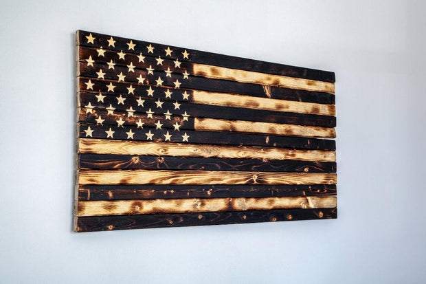 Subdued American Flag Wooden Flag Torch Stories 
